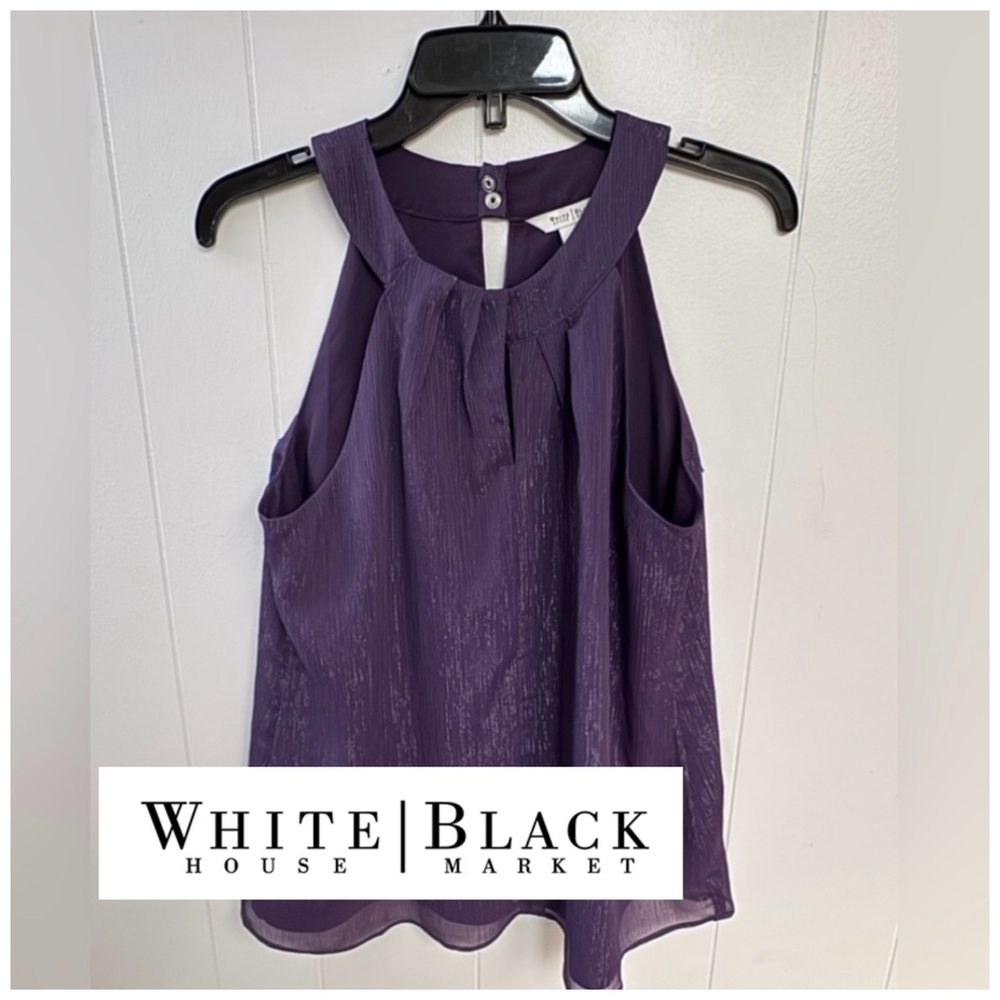 White House Black Market Purple Shimmer Sleeveless/Halter Lurex Gothic Purple